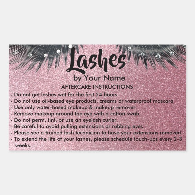 Lashes AFTERCARE INSTRUCTIONS Sticker (Front)