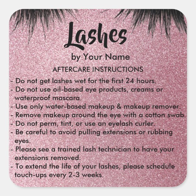Lashes AFTERCARE INSTRUCTIONS Sticker (Front)