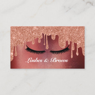 Lashes and Brows Elegant Script Gold Makeup Beauty Business Card