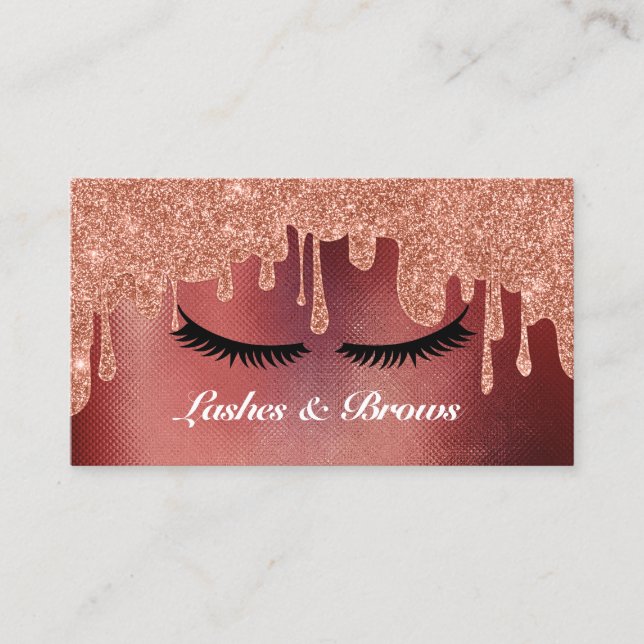 Lashes and Brows Elegant Script Gold Makeup Beauty Business Card (Front)
