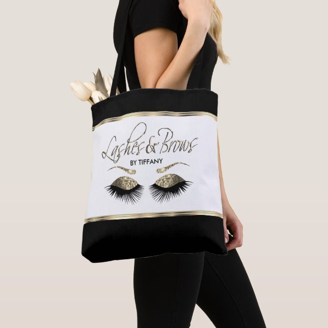Lashes and Brows - Gold Tote Bag (Close Up)