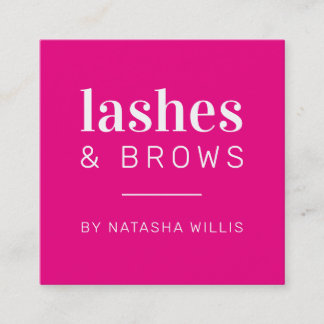 LASHES AND BROWS modern minimalist hollywood pink Square Business Card
