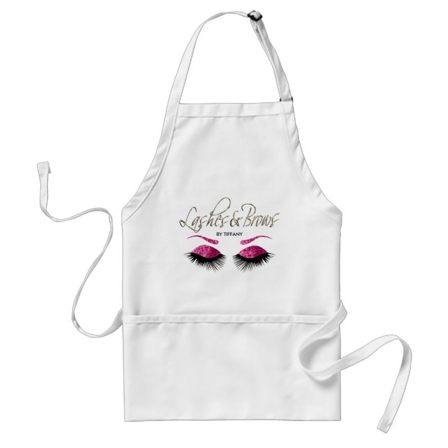 Lashes and Brows -  Pink Adult Apron (Front)