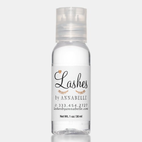 Lashes and brows services gold black promotional hand sanitizer