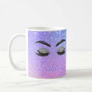 Lashes and brows studio sparkle glitter ombre coffee mug