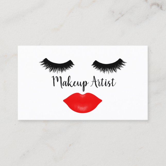Lashes and Lipstick Makeup Artist Business Card (Front)