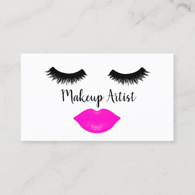 Lashes and Lipstick Makeup Artist Business Card (Front)