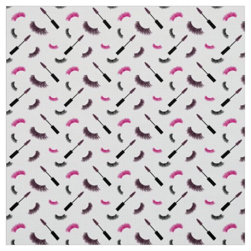 Lashes and mascara with pink glitter pattern fabric