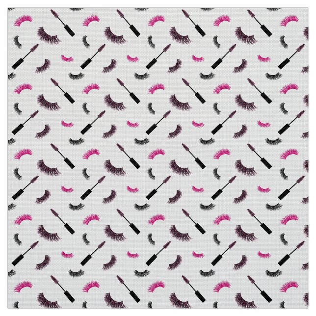 Lashes and mascara with pink glitter pattern fabric (Swatch)