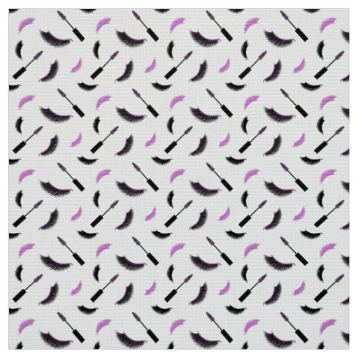 Lashes and mascara with purple glitter pattern fabric