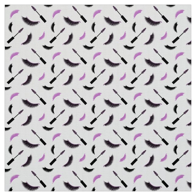 Lashes and mascara with purple glitter pattern fabric (Swatch)