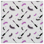 Lashes and mascara with purple glitter pattern fabric