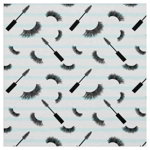 Lashes and mascara with silver glitter pattern fabric