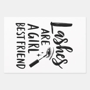 Lashes Are a Girl’s Best Friend Make Up  Wrapping Paper Sheets