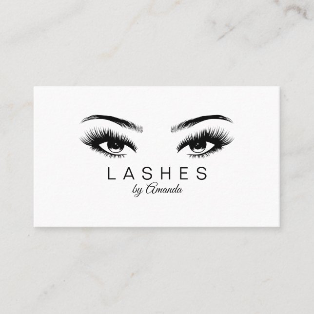 Lashes artist business card in black color (Front)