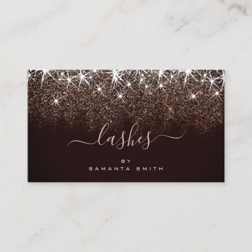 Lashes Artist Elegant Luminous Rose Gold Glitter Business Card