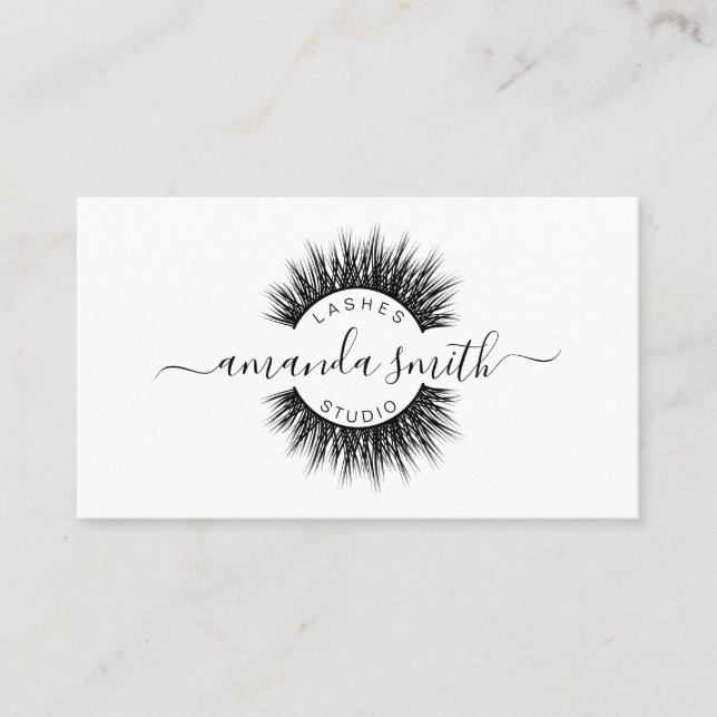 Lashes artist  in black color  business card (Front)