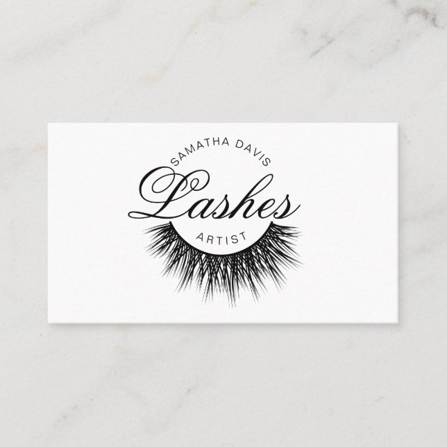 Lashes artist  in black color  business card (Front)