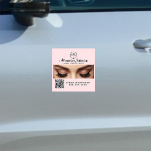 Lashes Artist Makeup QR Code Pink Business Car Magnet