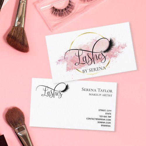 Lashes Beauty Makeup Artist Watercolor Art Busines Business Card