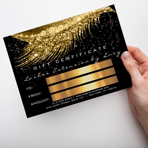 Lashes Beauty Makeup Certificate Gift Gold Black
