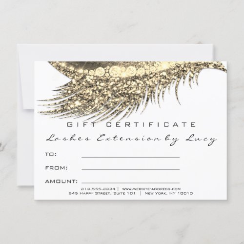 Lashes Beauty Makeup Certificate Gift Gold White