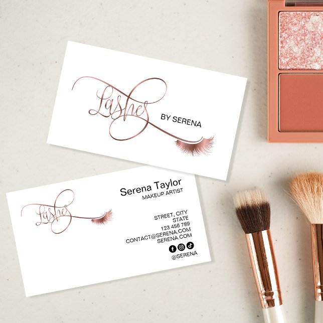 Lashes Beauty Makeup Girl Lash Extension Elegant B Business Card (Creator Uploaded)