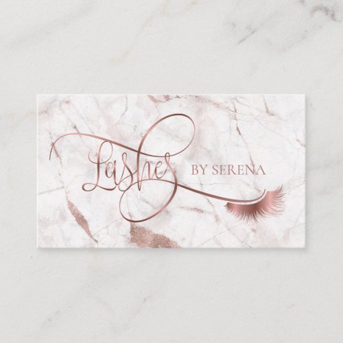 Lashes Beauty Makeup Girl Lash Extension Marble Business Card