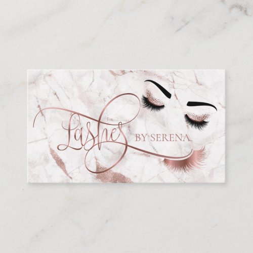 Lashes Beauty Makeup Girl Lash Extension Marble Business Card