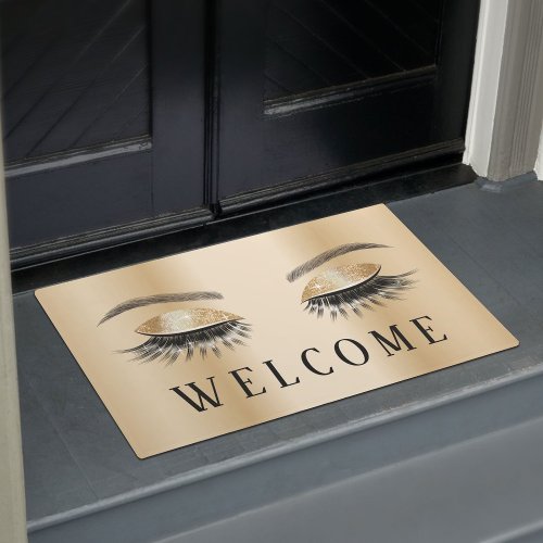 Lashes Beauty Salon Modern Gold Welcome Doormat