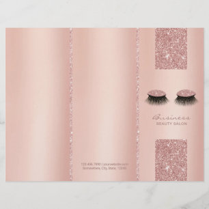 Lashes Beauty Salon Rose Gold Tri-Fold Bruchures