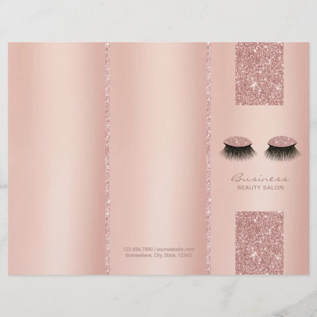 Lashes Beauty Salon Rose Gold Tri-Fold Bruchures (Front)