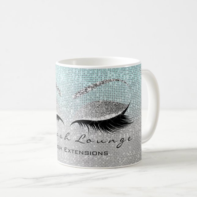 Lashes Beauty Studio Makeup Artist Blue Aqua Coffee Mug (Front Right)