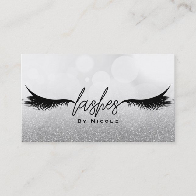 Lashes Black Eyelashes Extensions Makeup Glamour Business Card (Front)