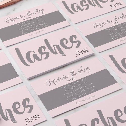 Lashes Blush Pink Professional Chic Business Card