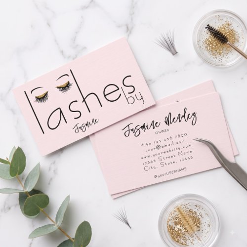 Lashes Blush Pink Professional Chic Business Card