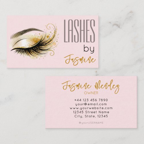 Lashes Blush Pink Professional Elegant Simple Business Card
