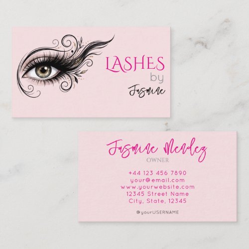 Lashes Blush Pink Professional Elegant Simple Business Card