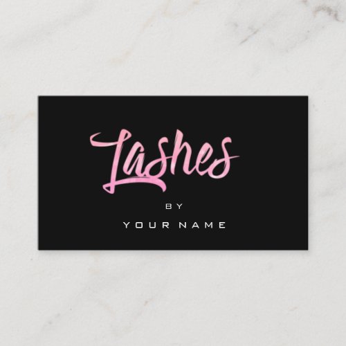 Lashes Bright Pink Rose Black Typograph Makeup Business Card