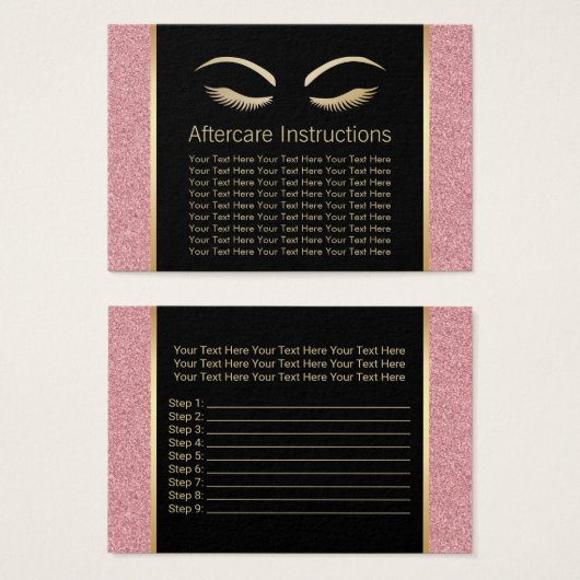 Lashes & Brow Makeup Artist Aftercare Instructions (Front & Back)