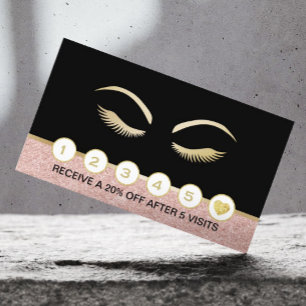 Lashes & Brow Makeup Artist Rose Gold Loyalty Card