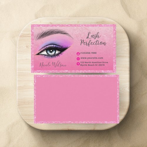 Lashes Brows Beauty Makeup Glitter Business Card