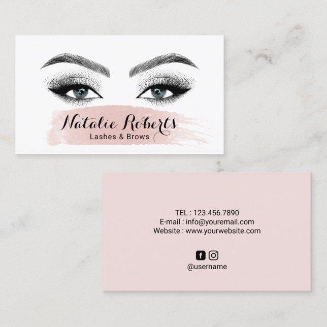 Lashes Brows Beauty Salon Custom Eyes Color Business Card (Front/Back)