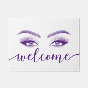 Lashes & Brows Beauty Salon Purple Script Welcome Doormat