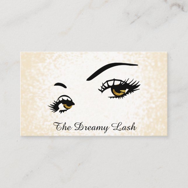 *~* Lashes Brows Extensions Gold Glitter Business Card (Front)
