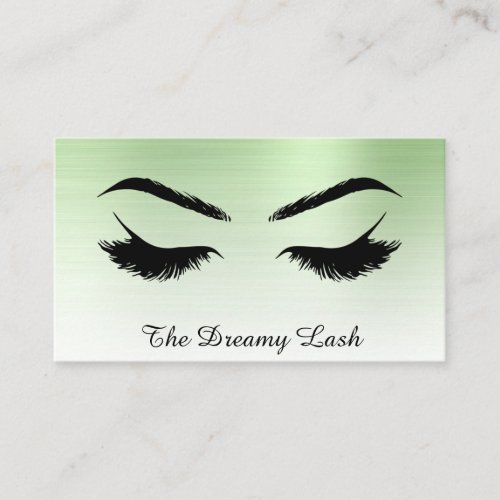  Lashes Brows Extensions QR Metal CELERY GREEN Business Card