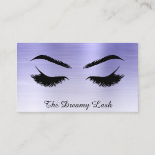 *~* Lashes Brows Extensions QR Metal Denim Blue Business Card