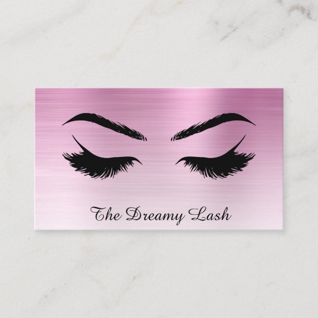 *~* Lashes Brows Extensions QR Metal DUSTY ROSE Business Card (Front)