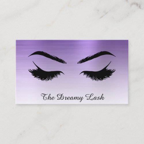  Lashes Brows Extensions QR Metal ROYAL PURPLE Business Card