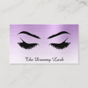 *~* Lashes Brows Extensions QR Metal VIOLET Business Card